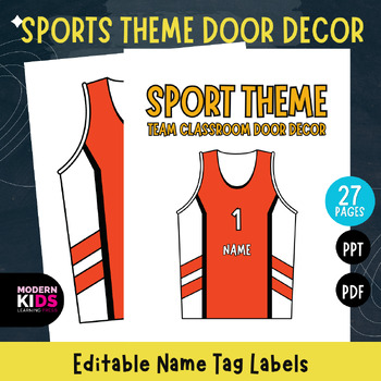 Preview of Sports Theme Door Decor | PPT Editable Name Tag Labels