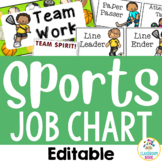 Sports Theme:  Editable Student Classroom Job Chart and Bu