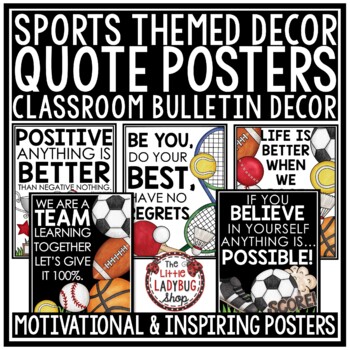 Preview of Sports Theme Classroom Decor Back to School Bulletin Board Motivational Posters