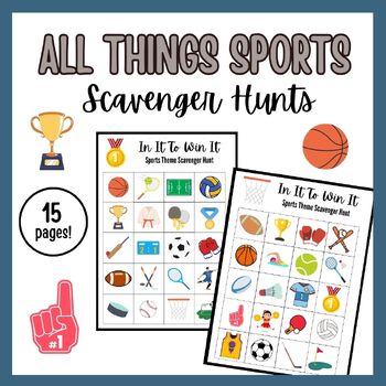 Preview of Sports Theme Printable Scavenger Hunt Activity Package