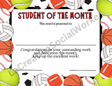 Sports Theme Student of the Month Certificate