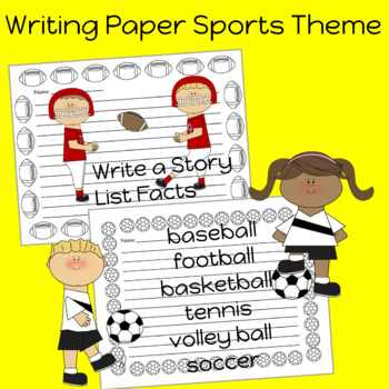 Preview of Sports Theme Writing Paper ELA 1st 2nd 3rd grade