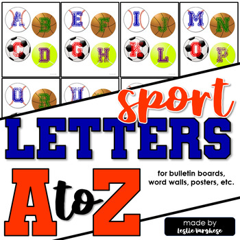 Sports Themed Alphabet Letters A Z By Leslie Varghese Tpt