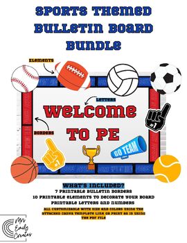 Preview of Sports Themed Bulletin Board Bundle | Customizable | Canva Template
