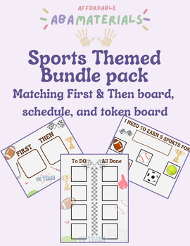 Preview of Sports Themed Bundle First-Then Board, Schedule, and Token Board Printable Set