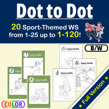 Preview of Sports Themed Dot-to-Dot vol.1 | Connect the Dots 1-100＋ & Coloring Worksheet