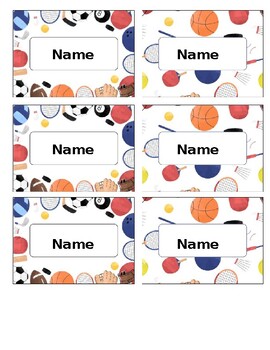 Preview of Sports Themed Editable Name Tags Locker Labels Book Bin Cubby for Classroom