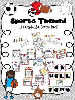 Preview of Sports Themed Library/Media Center Pack {with EDITABLE passes and signs}