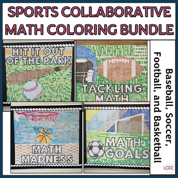Preview of Sports Themed Math Collaborative Coloring Bundle | Editable