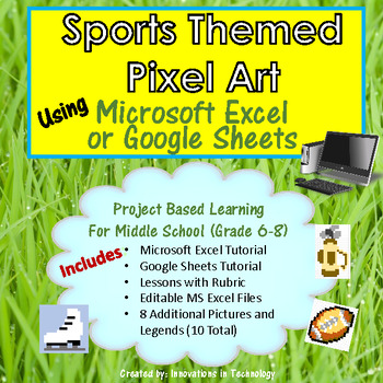 Preview of Sports Themed Pixel Art in MS Excel or Google Sheets  | Distance Learning