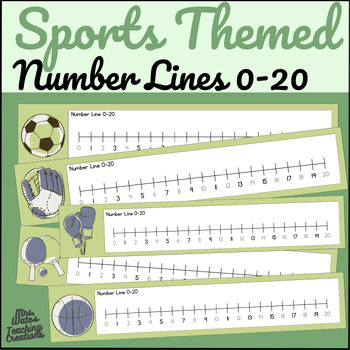 Preview of Printable Number Line 0 to 20 Desk Tags - Sports Themed Math Tool