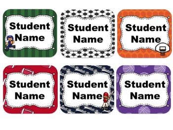 Preview of Sports Themed Student Name Cards {Editable}