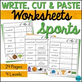 Sports Themed Write Cut and Paste Worksheets | Special Edu