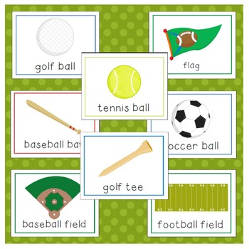 sports vocabulary cards for preschool and kindergarten by julie locke