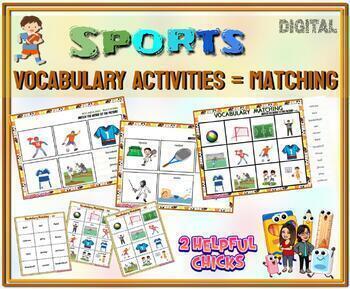 Sports Vocabulary MATCHING (Digital + Pdf) by 2 Helpful Chicks