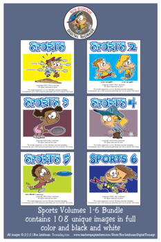 Preview of Sports Volumes 1-6 Cartoon Clipart BUNDLE for ALL grades