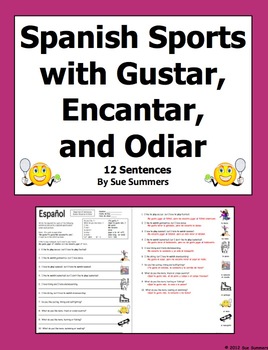 Preview of Spanish Sports With Gustar, Encantar, and Odiar Worksheet - Los Deportes