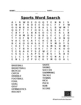 Preview of Sports Word Search