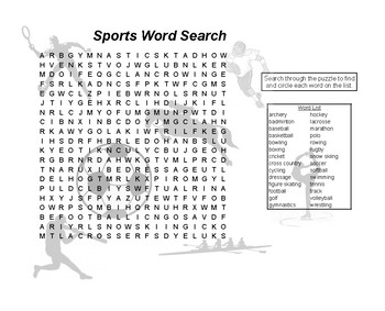 Sports Word Search by Attic Theory | Teachers Pay Teachers