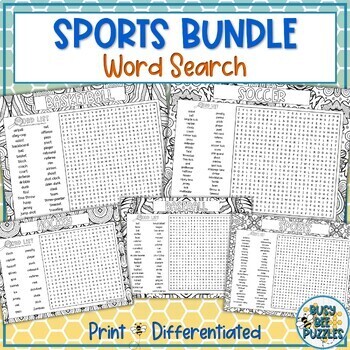 Preview of Sports Word Search Puzzle Activity Bundle