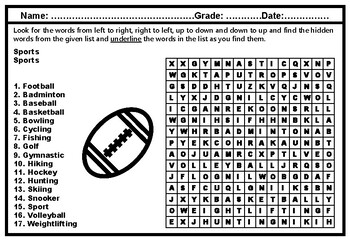 Names Of Sports Word Search Vocabulary Worksheets Distance Learning