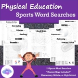 Sports Word Searches, 13 Sports & PE Vocabulary -GREAT for