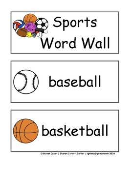 Preview of Sports Word Wall cards