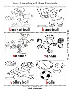 sports worksheets set with bingo game by esl kidz tpt
