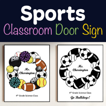 Preview of Sports Wreath Classroom Door Sign - Cute, Homecoming, Back to School, Football