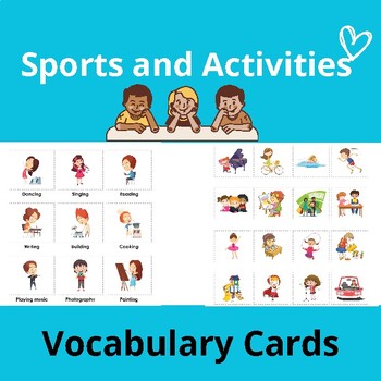 Preview of Sports and Activities Vocabulary Cards and Worksheets