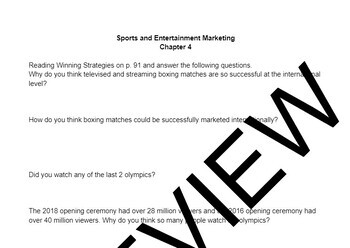 Preview of Sports and Entertainment Marketing - Chapter 4 Note Outline