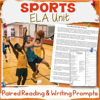 Preview of Sports and Fair Play Unit - ELA Paired Reading Activities, Writing Prompts