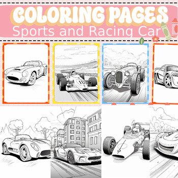 Sports and Racing Car Coloring Pages by Learn for funn | TPT