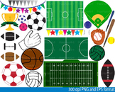 Sports fields-Equipment Set Clipart birthday party soccer 