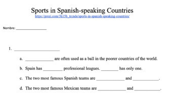 Preview of Sports in Spanish-speaking countries | Guided notes