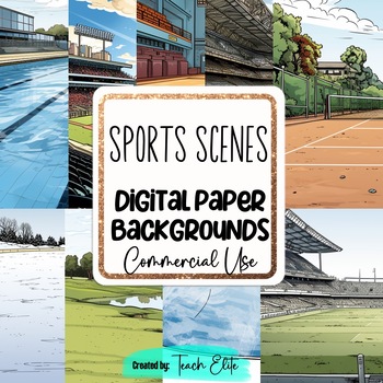 Preview of Sports scenes digital paper color and Doodle Black and White backgrounds