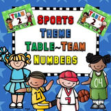 Sports theme table numbers
