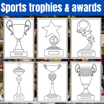 Preview of Sports trophies and awards silhouettes set for design Coloring pages