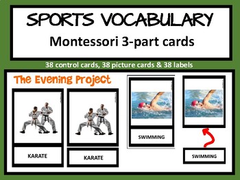 Preview of Sports vocabulary Montessori 3-part cards with real photographs