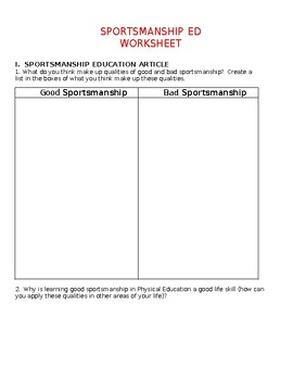 sportsmanship essays assignment