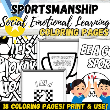 Preview of Sportsmanship Be a Good Sport Social Emotional Learning Coloring Pages Activity