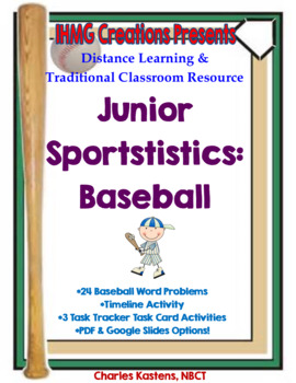 Preview of Jr. Sportstistics: Baseball-Word Problems-PDF & Google Slides Options!