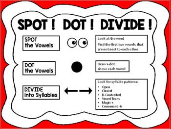 Preview of Spot, Dot, Divide VALENTINE PACK-Strategy for Breaking Apart Words to Syllables