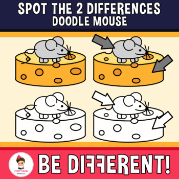 Preview of Spot The 2 Differences Clipart Doodle Mouse Animal Food