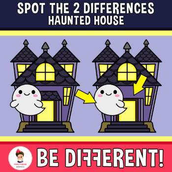 Preview of Spot The 2 Differences Haunted House Clipart Halloween