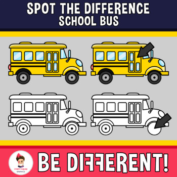 Preview of Spot The Difference Clipart School Bus Back To School Games Transportation