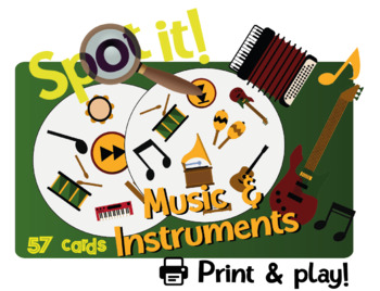 Preview of Spot it! Dobble! Spy! Music and Instruments Card Game with 57 Music Images