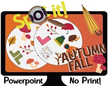 Preview of Spot it! Dobble! AUTUMN/FALL Interactive Powerpoint Game Vocabulary Flashcards