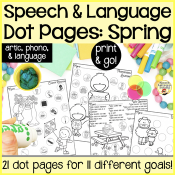 Preview of Speech and Language Spring Preschool Activities - Dot and Dough