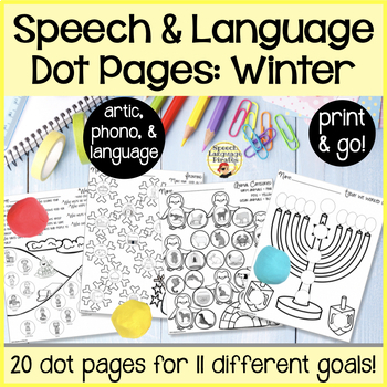 Preview of Speech and Language Therapy Winter Preschool Activities Dot and Dough Pages